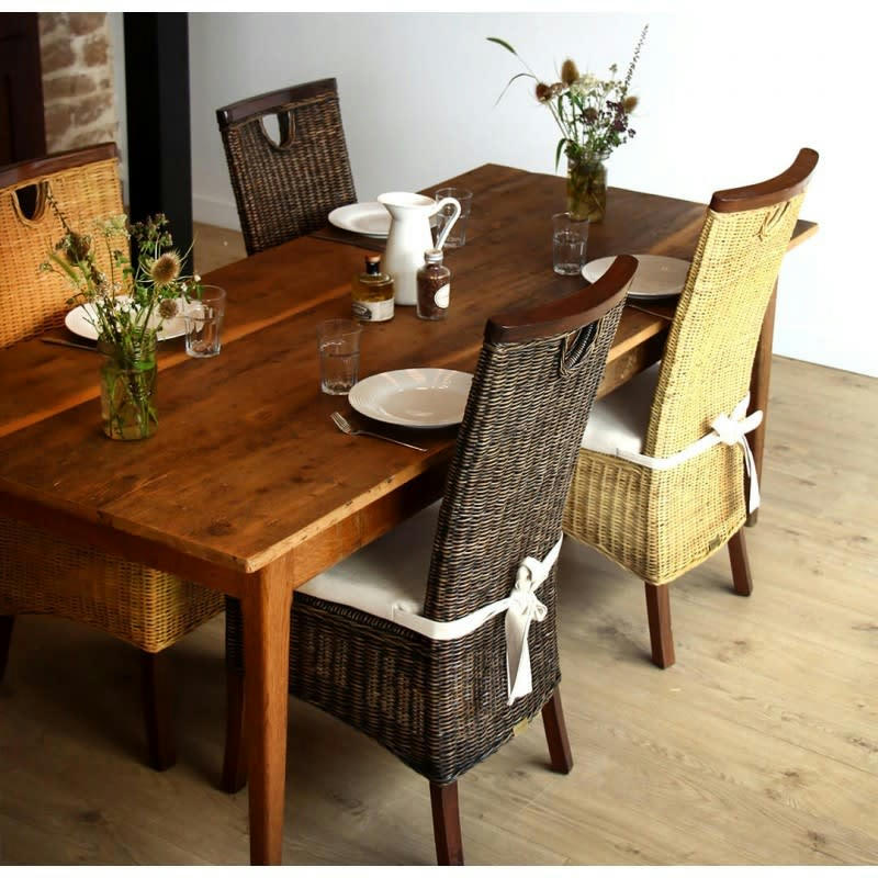 RACINE - Chaise de salle à manger en rotin vintage jaune