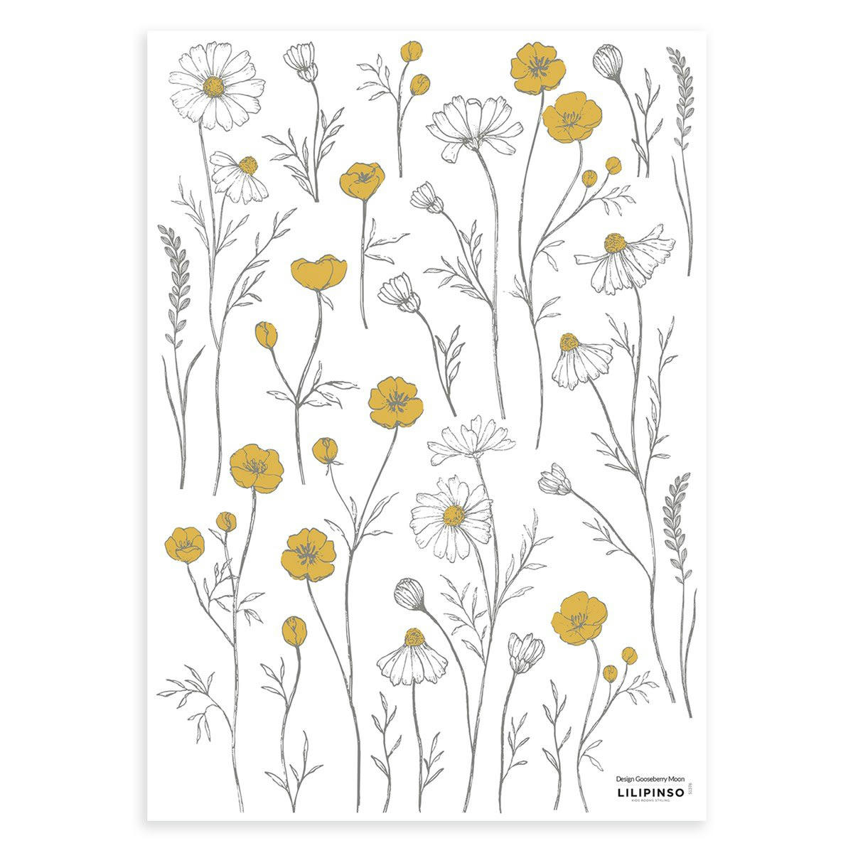 CAMOMILLE - Stickers fleurs en Vinyle mat Jaune moutarde