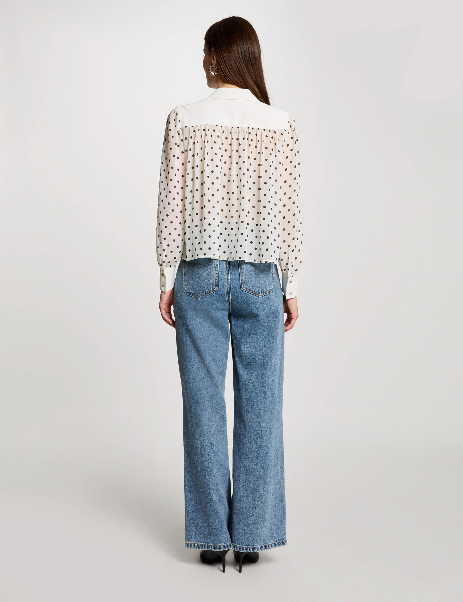 Long-Sleeved Printed Shirt White Women