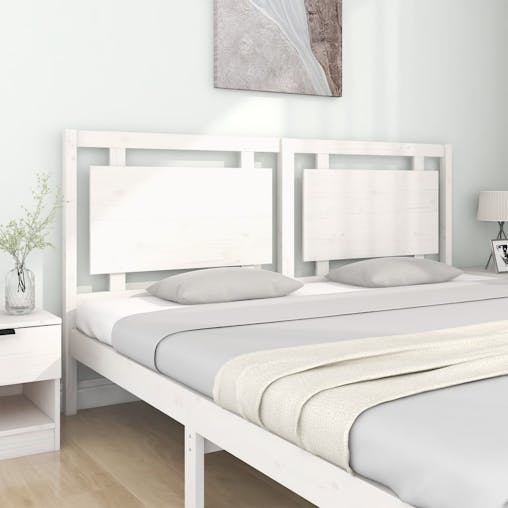 NNEVL Bed Headboard White 185.5x4x100 cm Solid Wood Pine