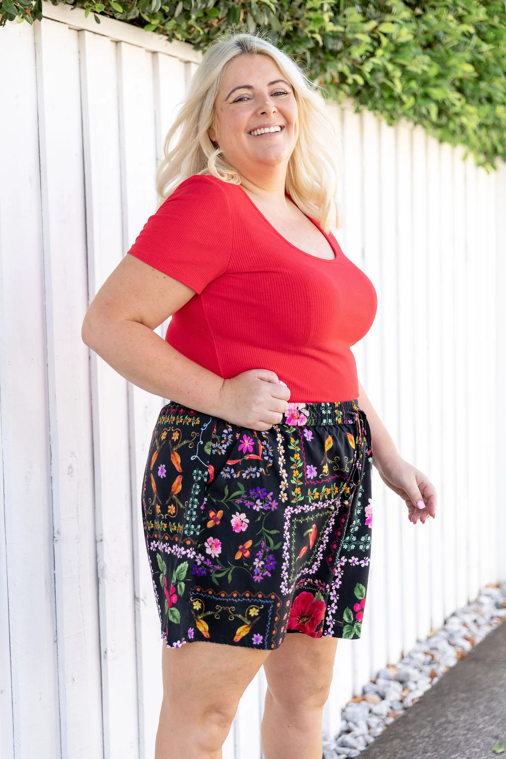 Billi Rib Tee in Red
