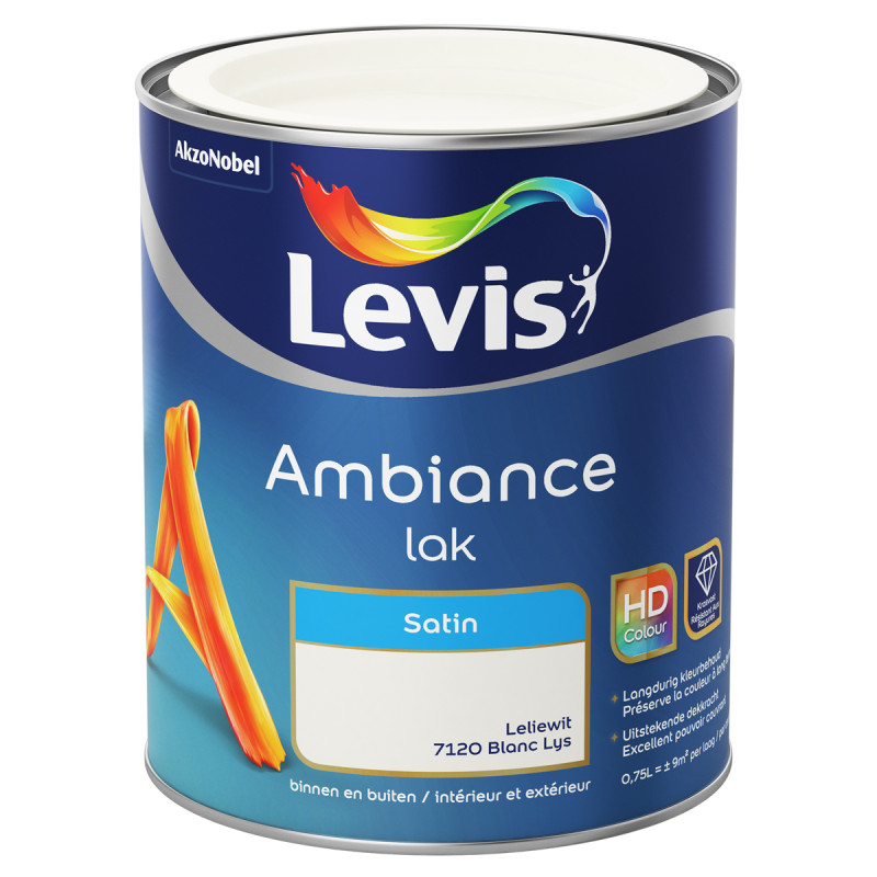 Peinture laque Ambiance Satin Blanc Lys 0,75 L LEVIS