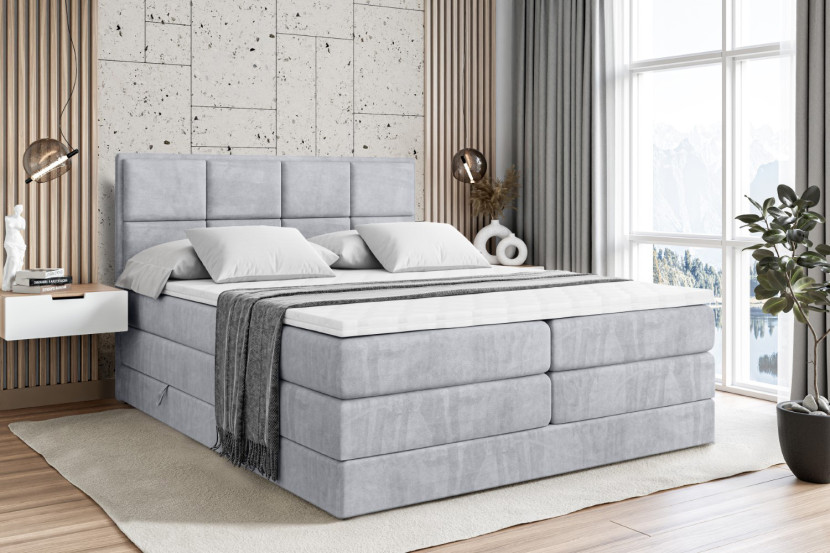 Łóżko kontynentalne z pojemnikiem i materacem H3|H4 NOVA KING 120x200 cm