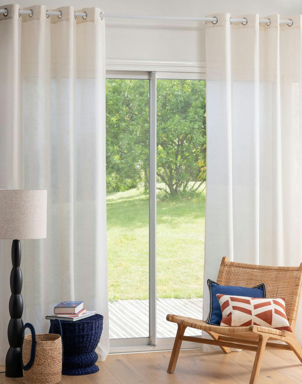 LEON - Rideau voilage à œillets écru à l