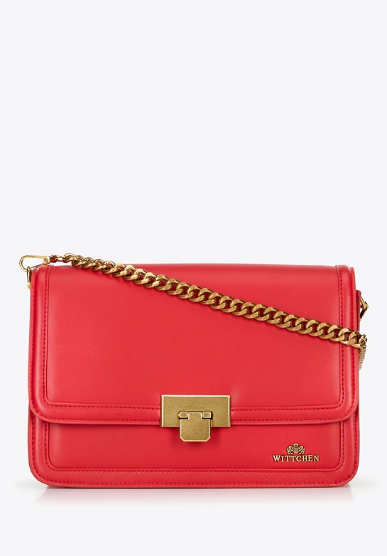 Skórzana crossbody z odpinanym łańcuszkiem czerwona