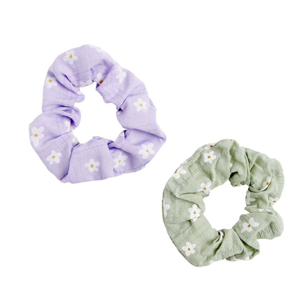 Chouchou en tissu x2 motif fleur Ø7cm (2 modèles)