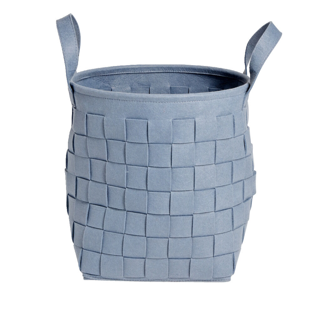 Panier à linge 29L feutrine bleu Ø32xH36cm
