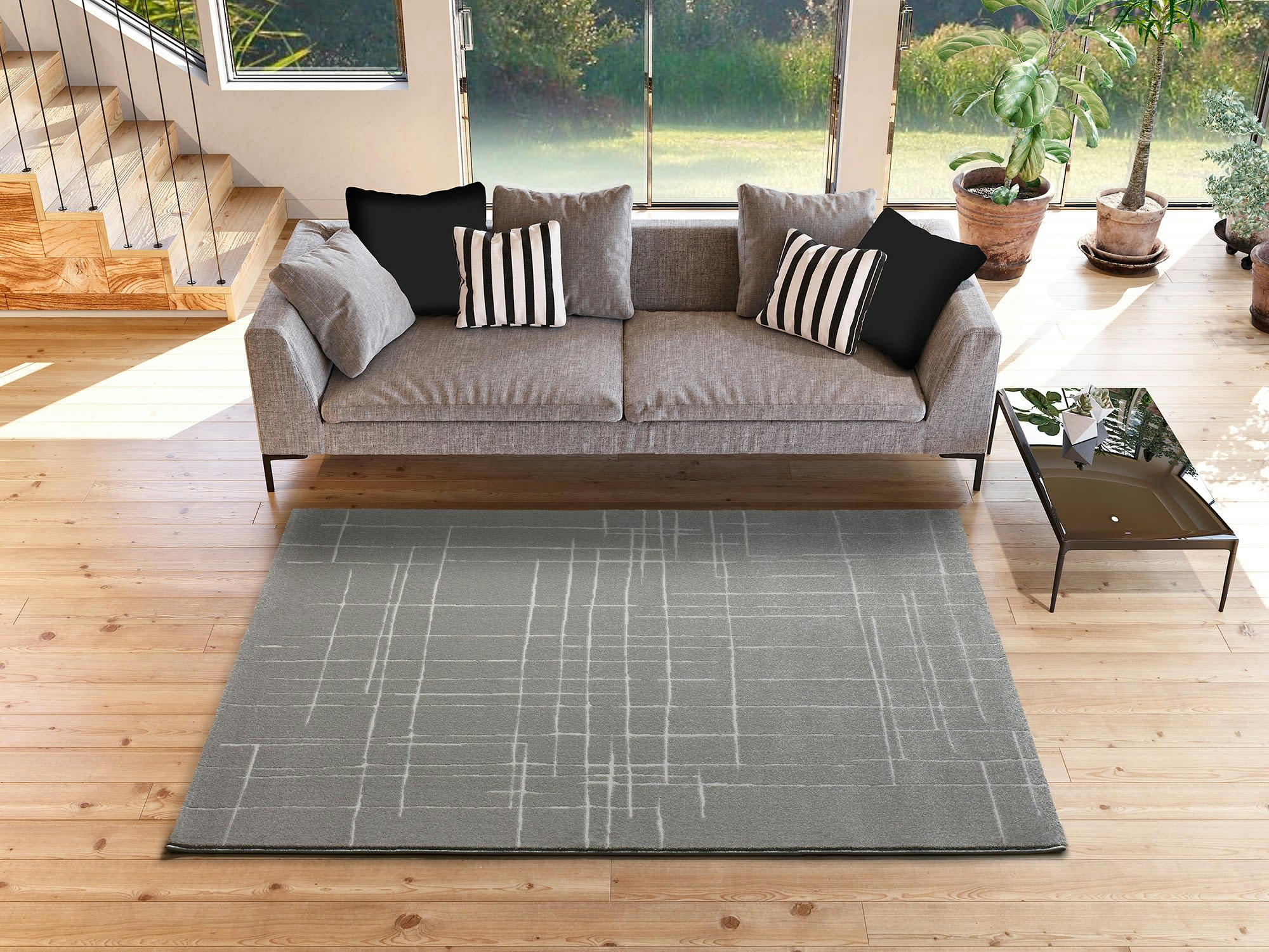 SENSATION - Tapis géométrique gris, 160X230 cm