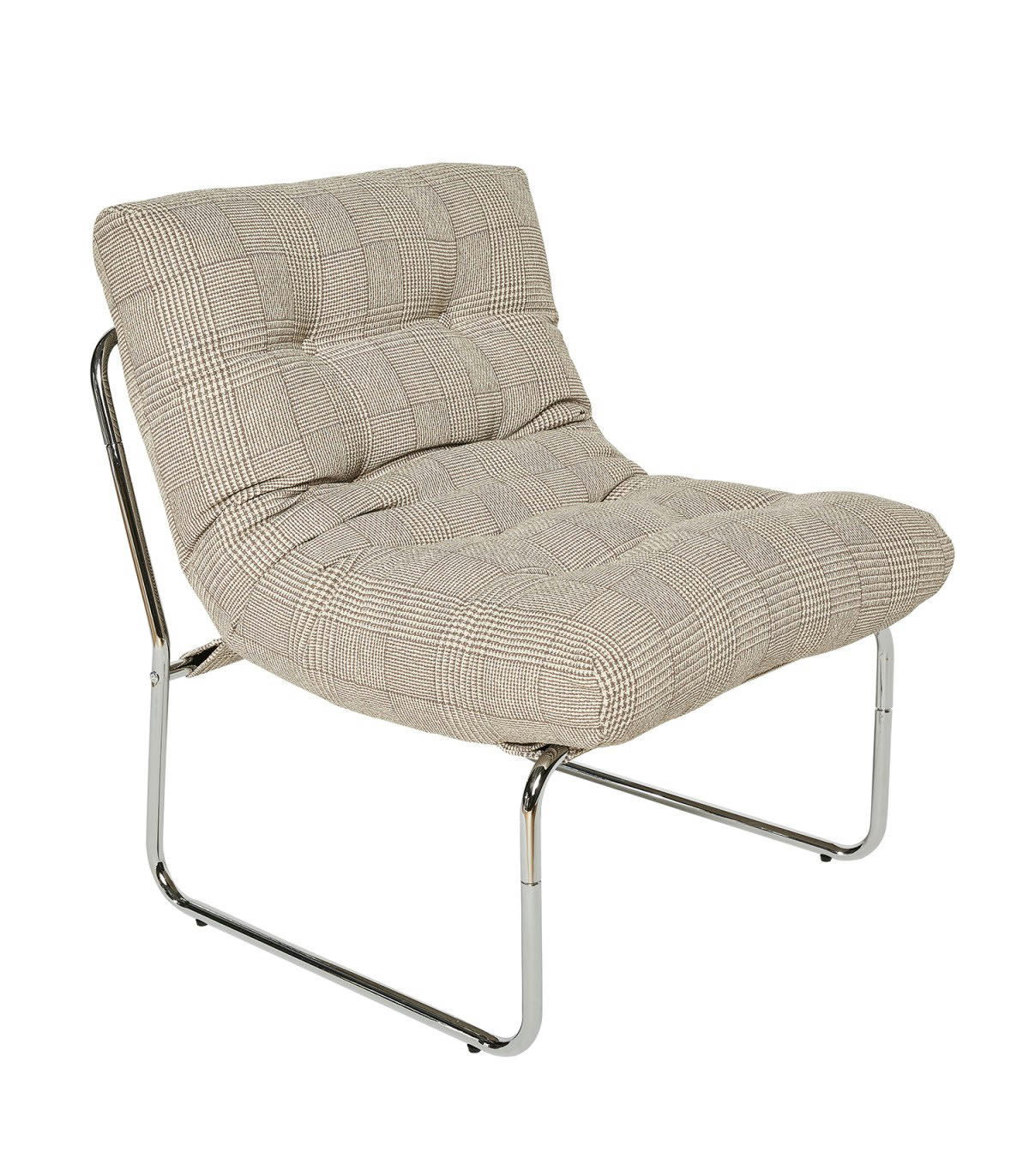 SORBONNE - Fauteuil en Tissu gris et pieds chromé