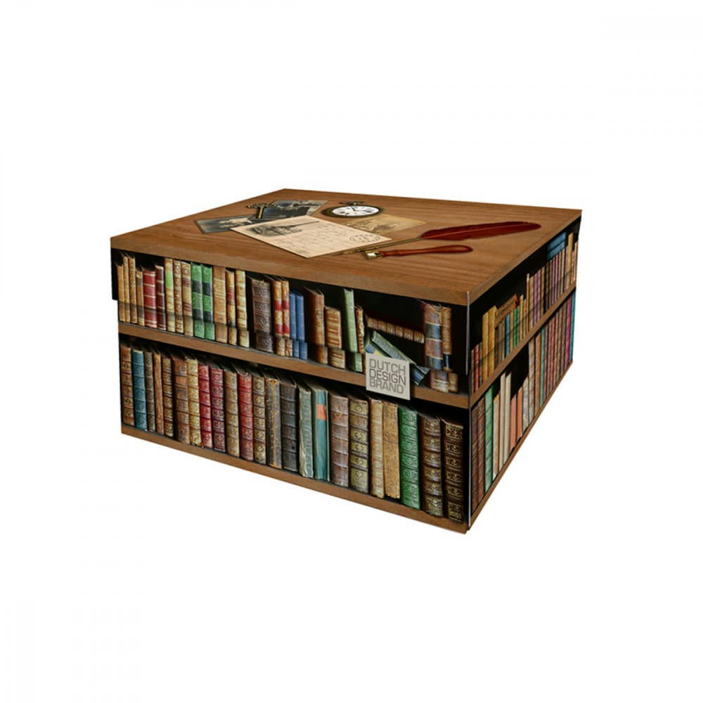 BOOKS - Lot de 2 petites boites de rangement carton multicolore 28x21x14cm