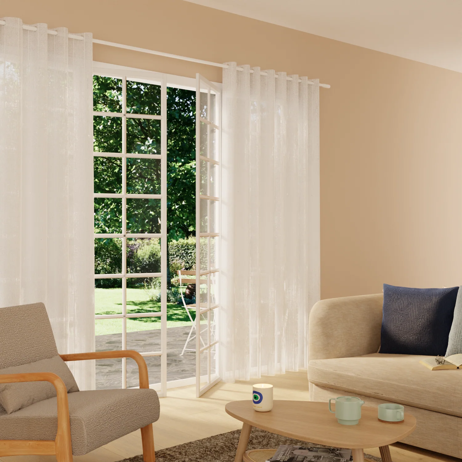 Voilage CALVI coloris blanc 240 x 260 cm