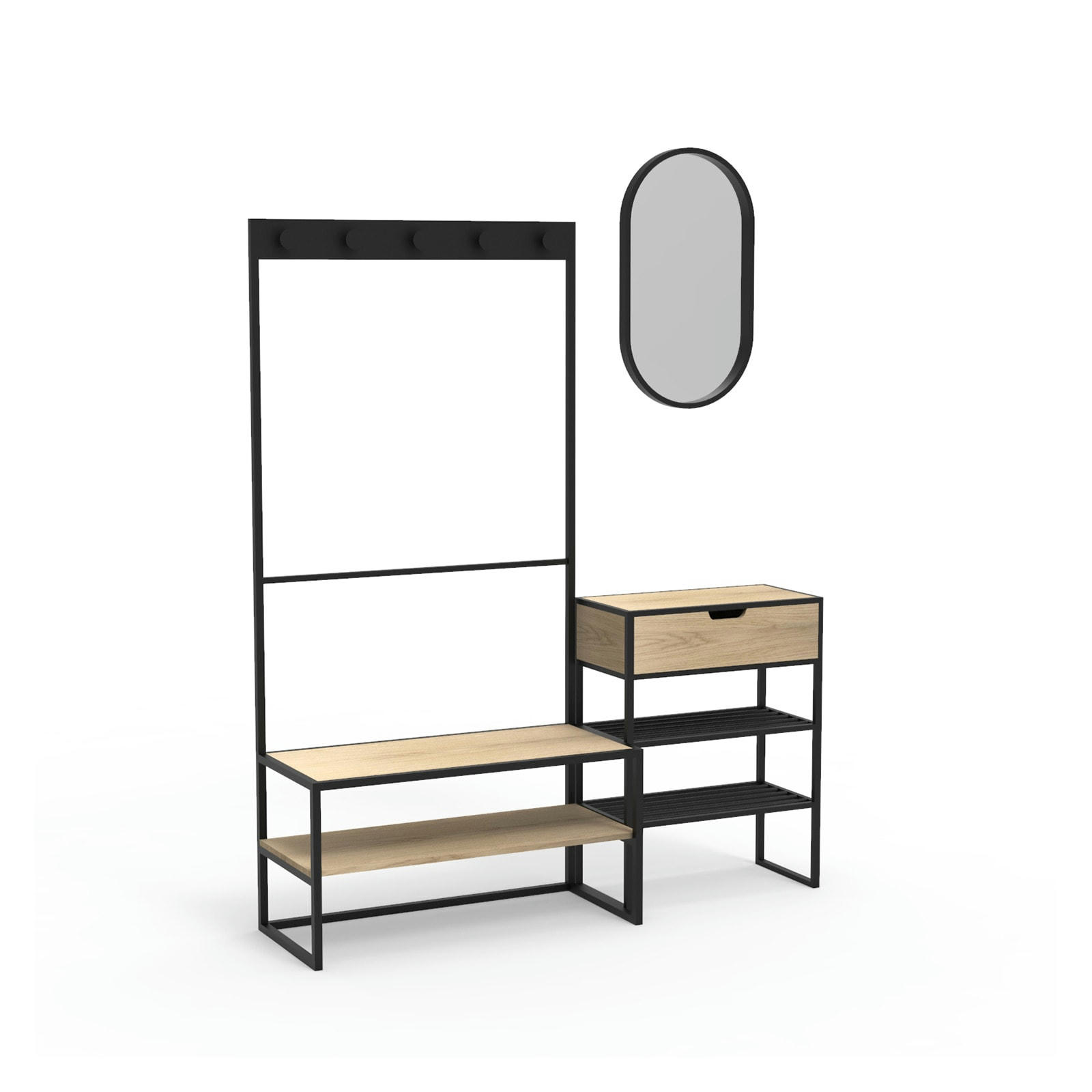 WILKO - Ensemble meubles d'entrée console + portant + miroir