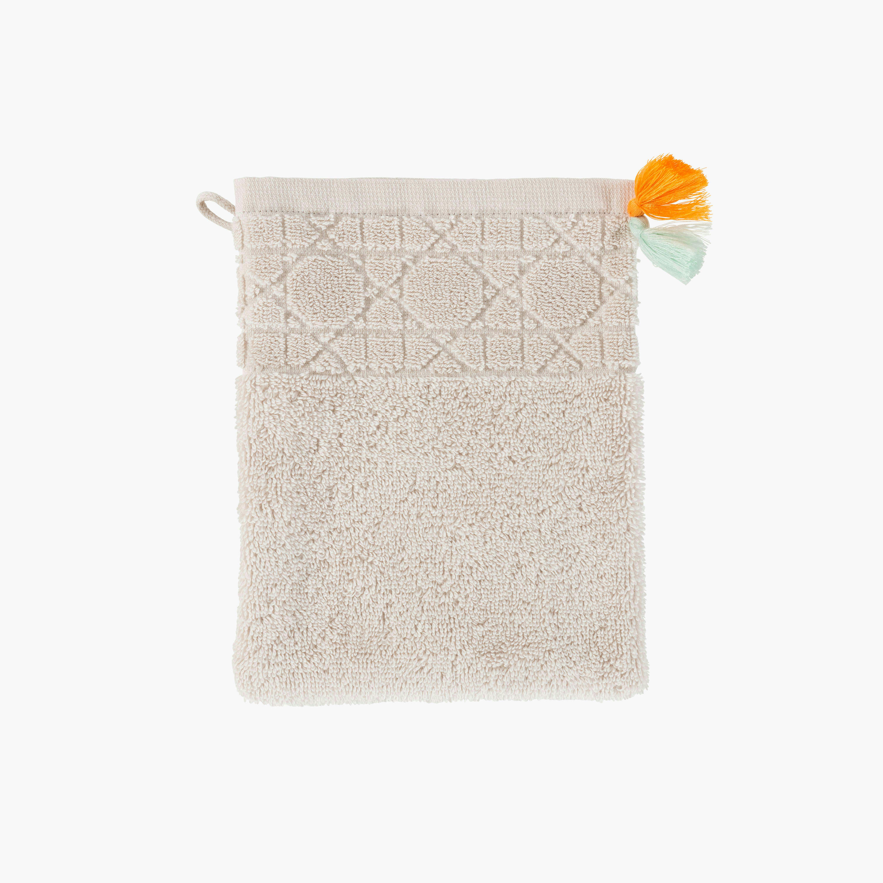 ALOEVERA - Gant de toilette coton ciselé beige 15 x 21 cm
