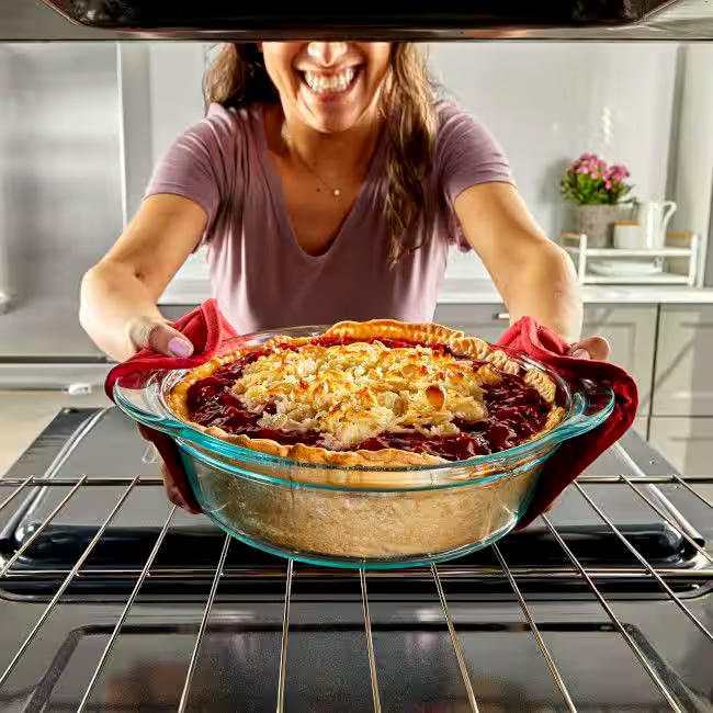 Pyrex Oven-To-Table Glass Deep Pie Dish, 9.5-in, Freezer & Dishwasher Safe