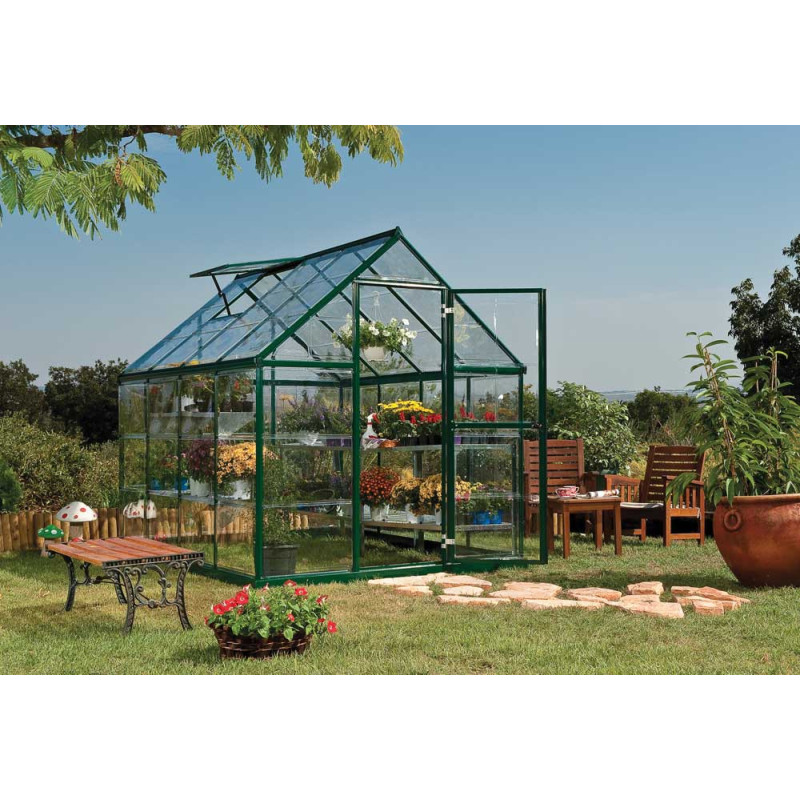 Serre en polycarbonate Harmony verte 4,4 m² CANOPIA