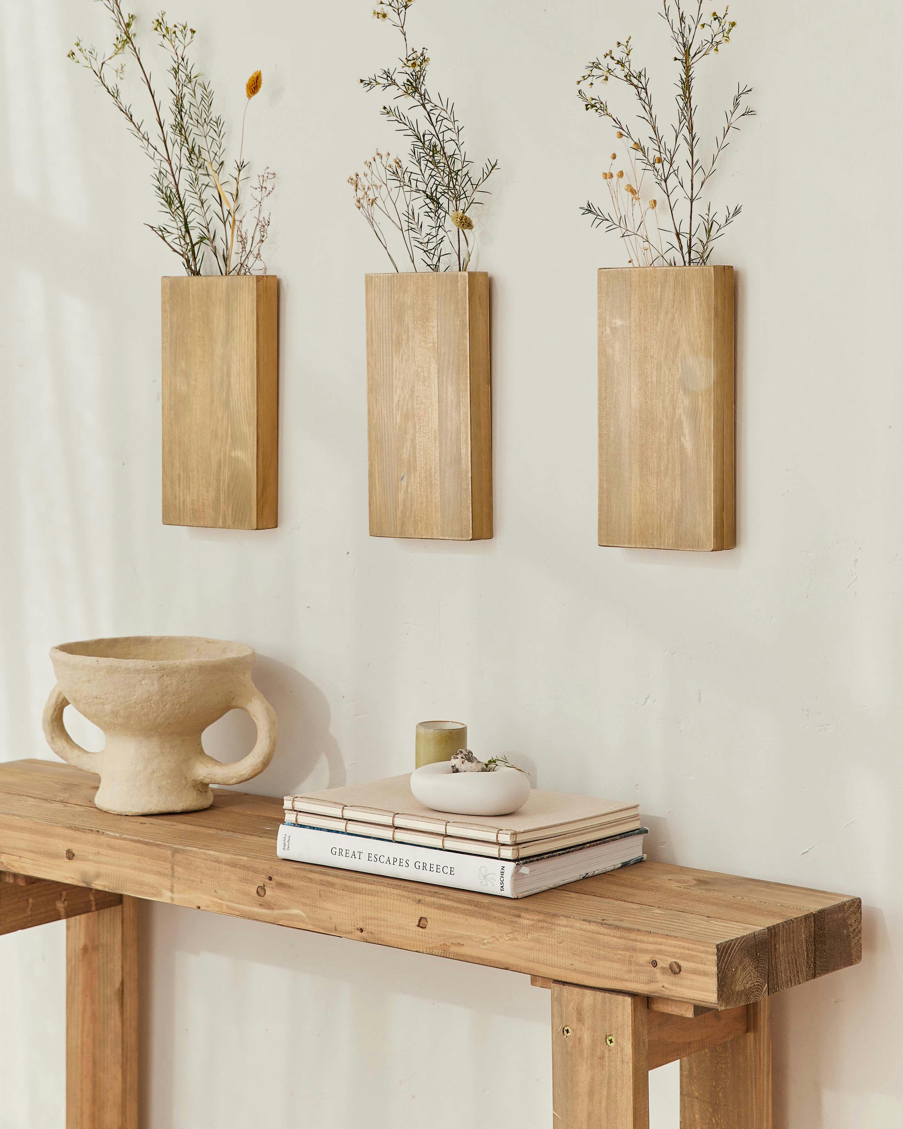 KOEN - Vase mural en bois 3 unités