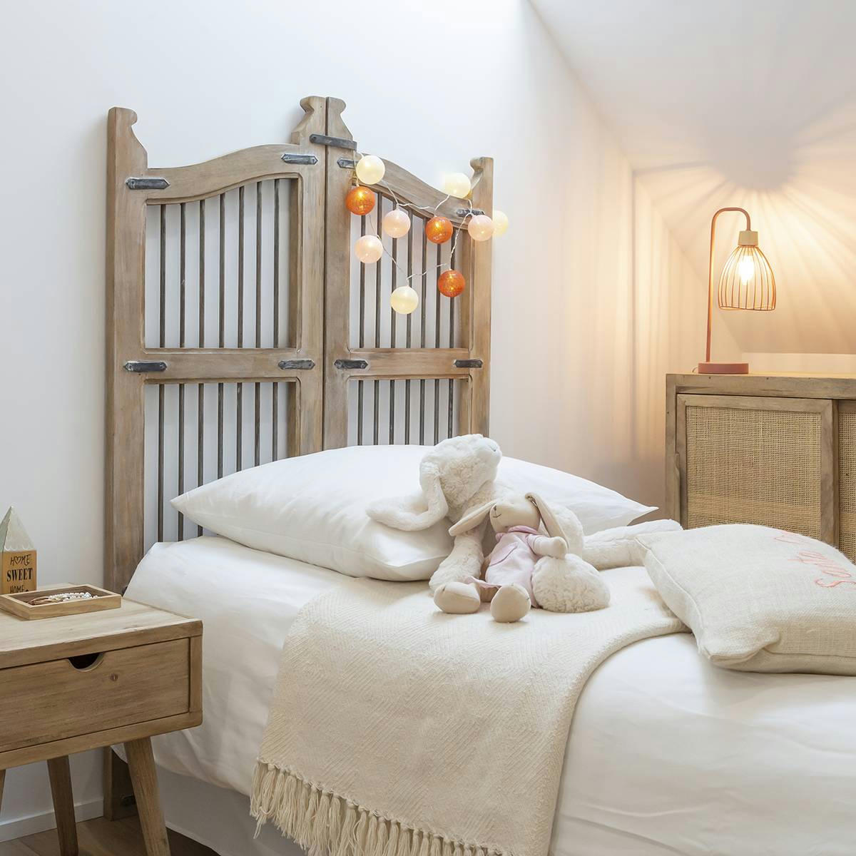 - Tête de lit en bois marron 100 cm