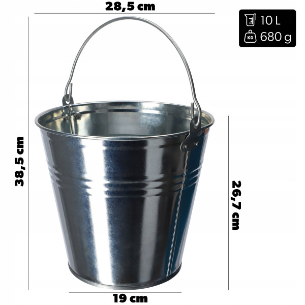 Wiadro Ogrodowe Wiaderko Ocynkowane Metalowe 10 L