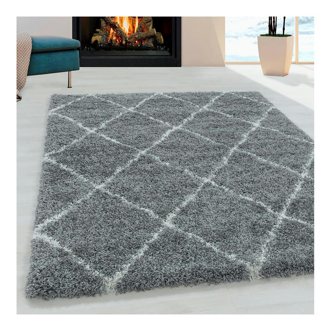 CHANTECLER - Tapis géométrique scandinave en polypropylène gris 120x170