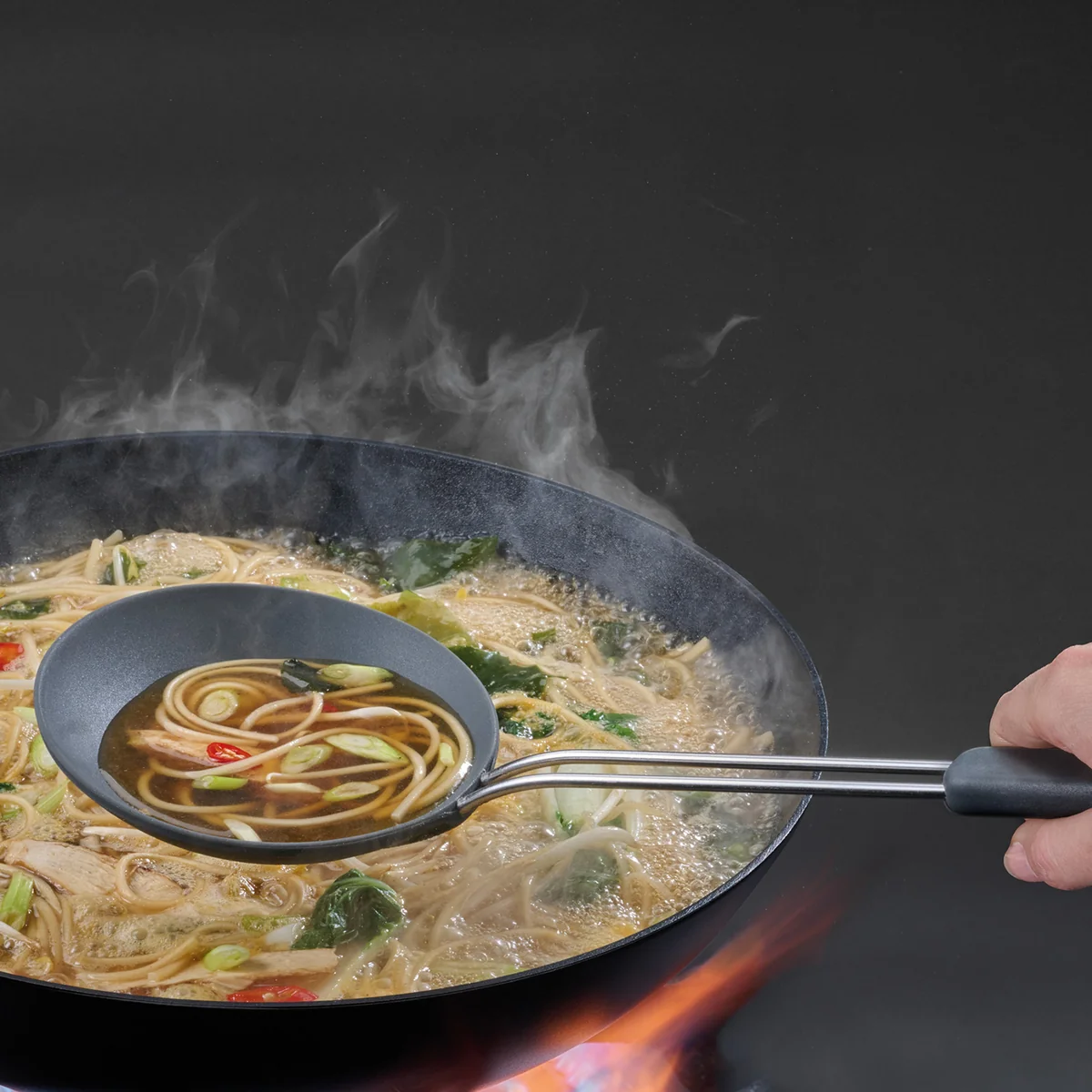 Joseph Joseph - Nest Fusion Wok-Set, Edelstahl / schwarz (3-teilig)