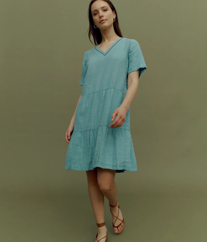 Robe housse à volants en lin lavé REGALA/85098/246