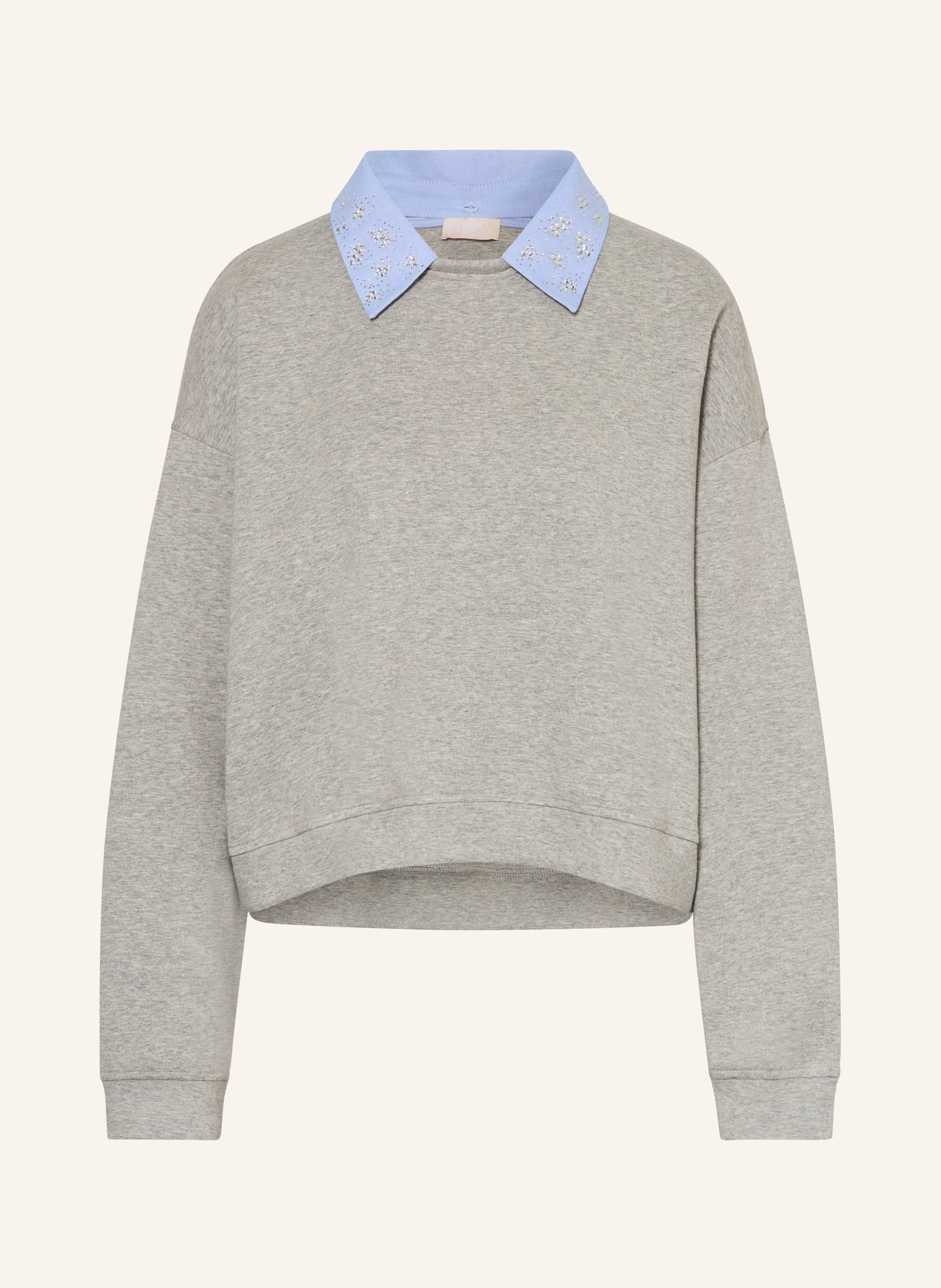 LIU JO Sweatshirt mit abnehmbarem Kragen und Schmucksteinen