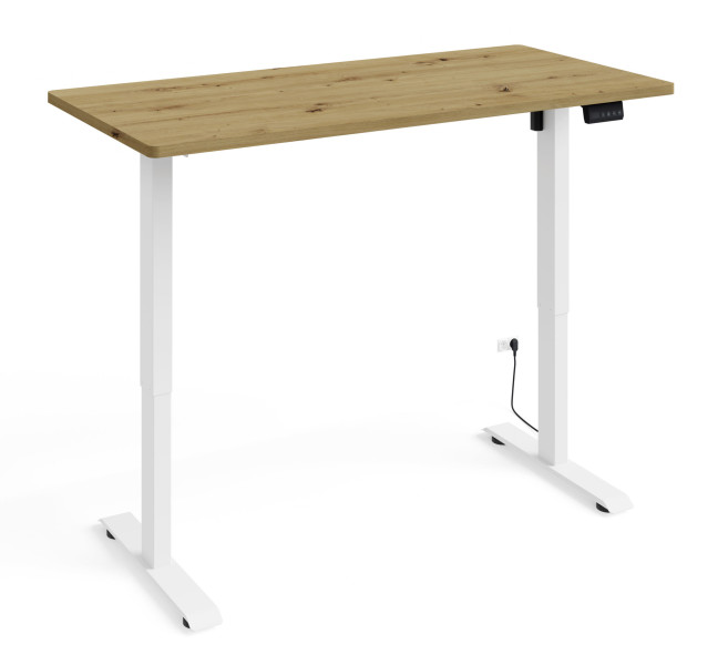 Biurko elektryczne BIMOTION 1S z regulacją 120x65x2,5 cm biały/dąb artisan