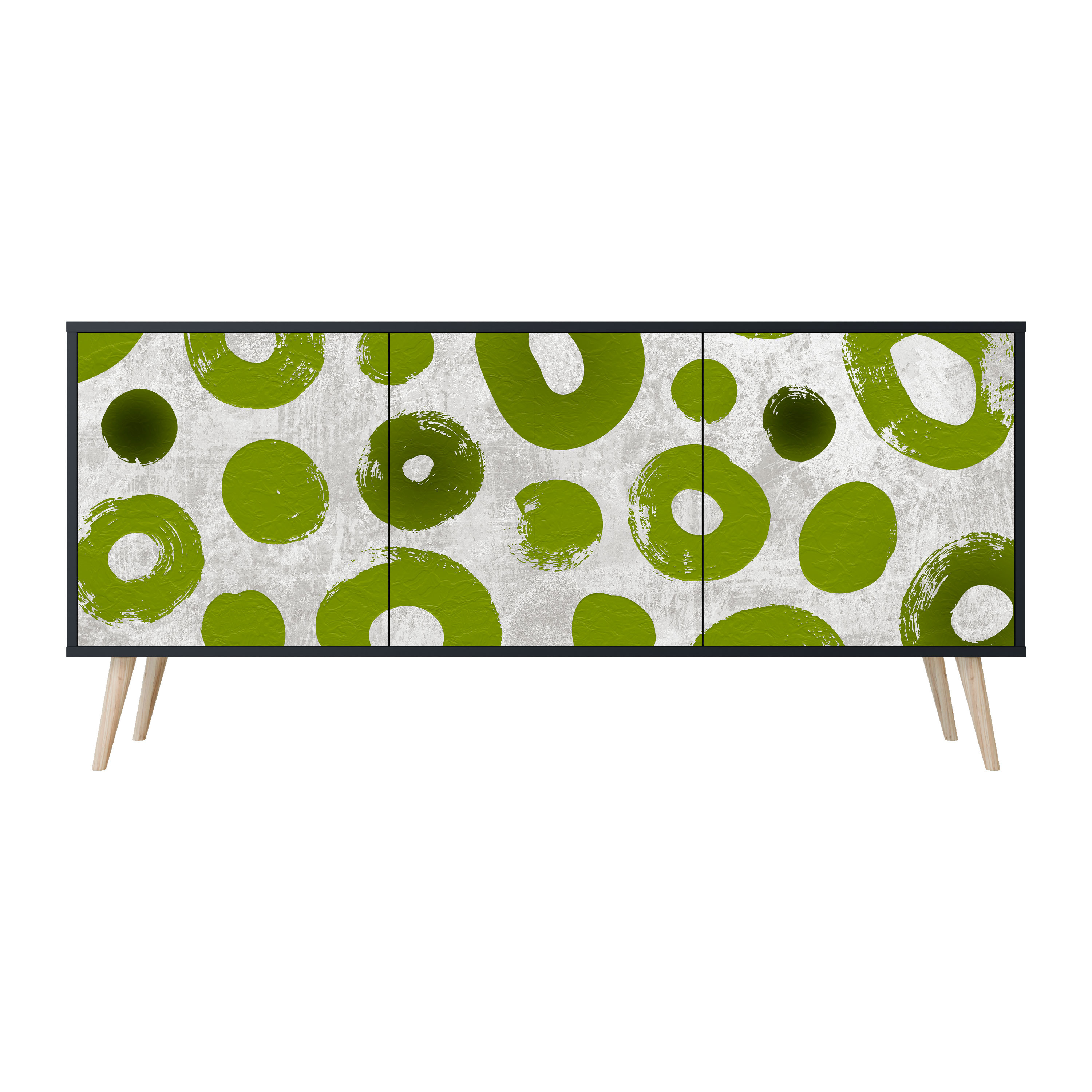 GREEN RHAPSODY Komoda 3 drzwi Czarna-Bukowa skośna