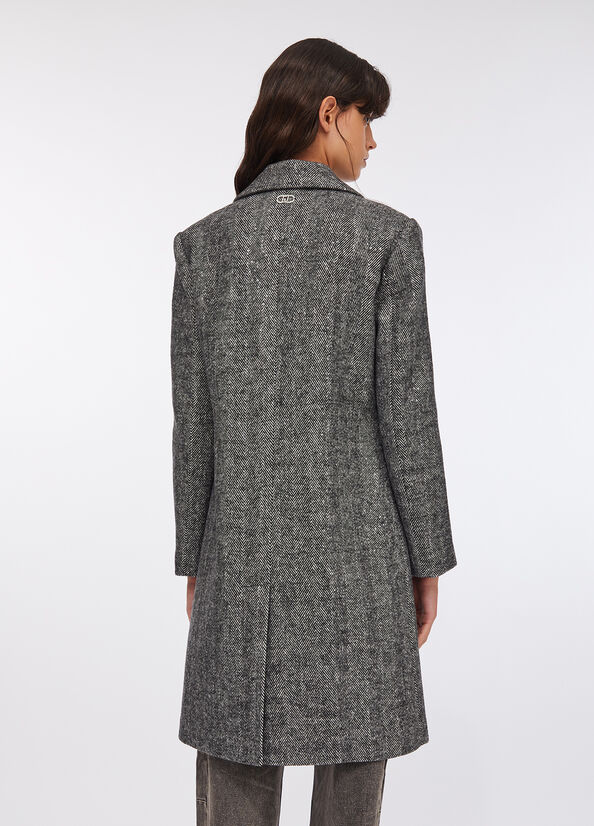 Cappotto spinato in misto lana
