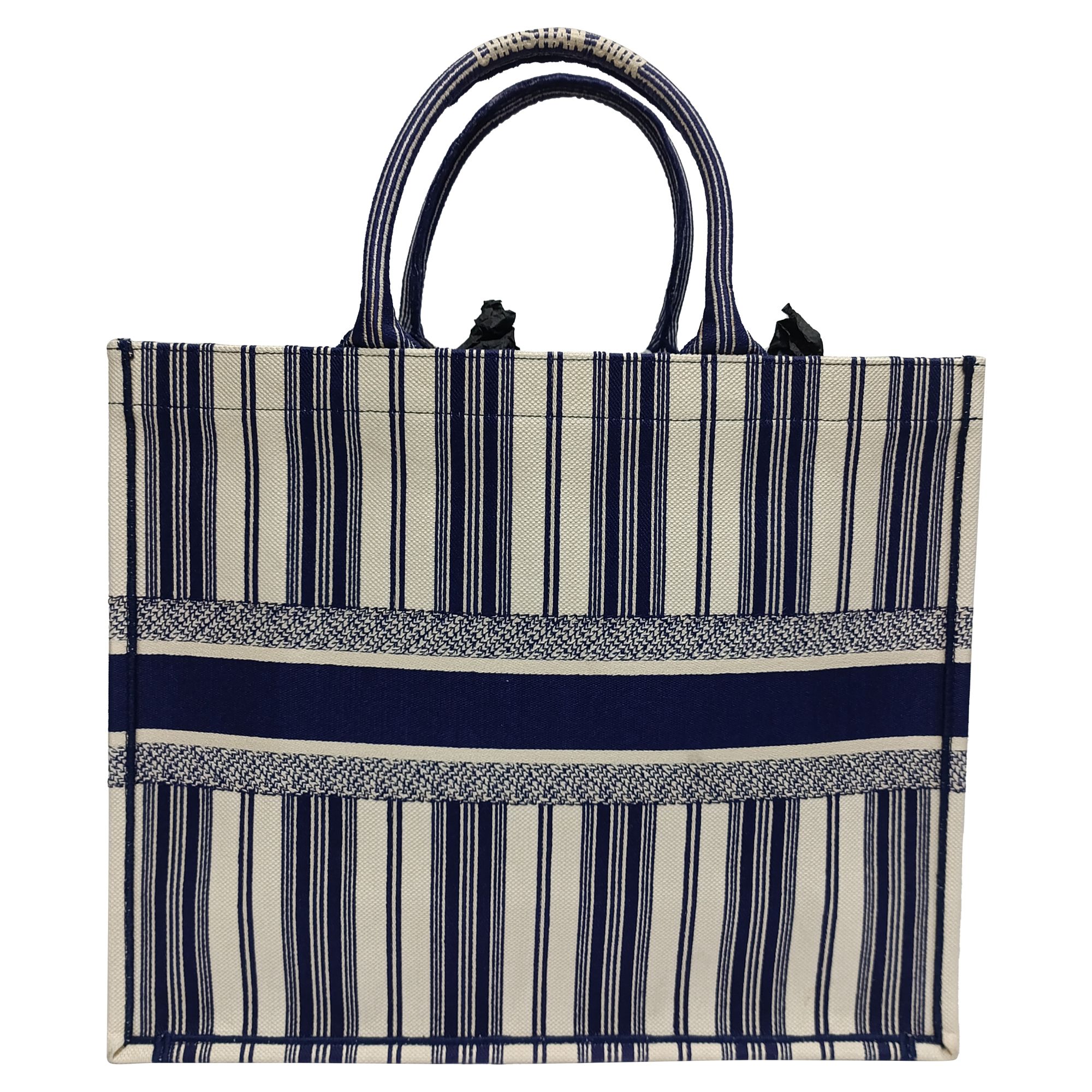Christian Dior Preloved Large Book Tote in Navy Blue Cotton