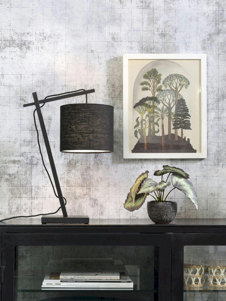 ANDES - Lampe de table bambou noir/lin H46cm