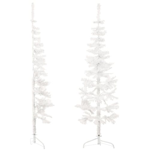 NNEVL Slim Artificial Half Christmas Tree with Stand White 180 cm
