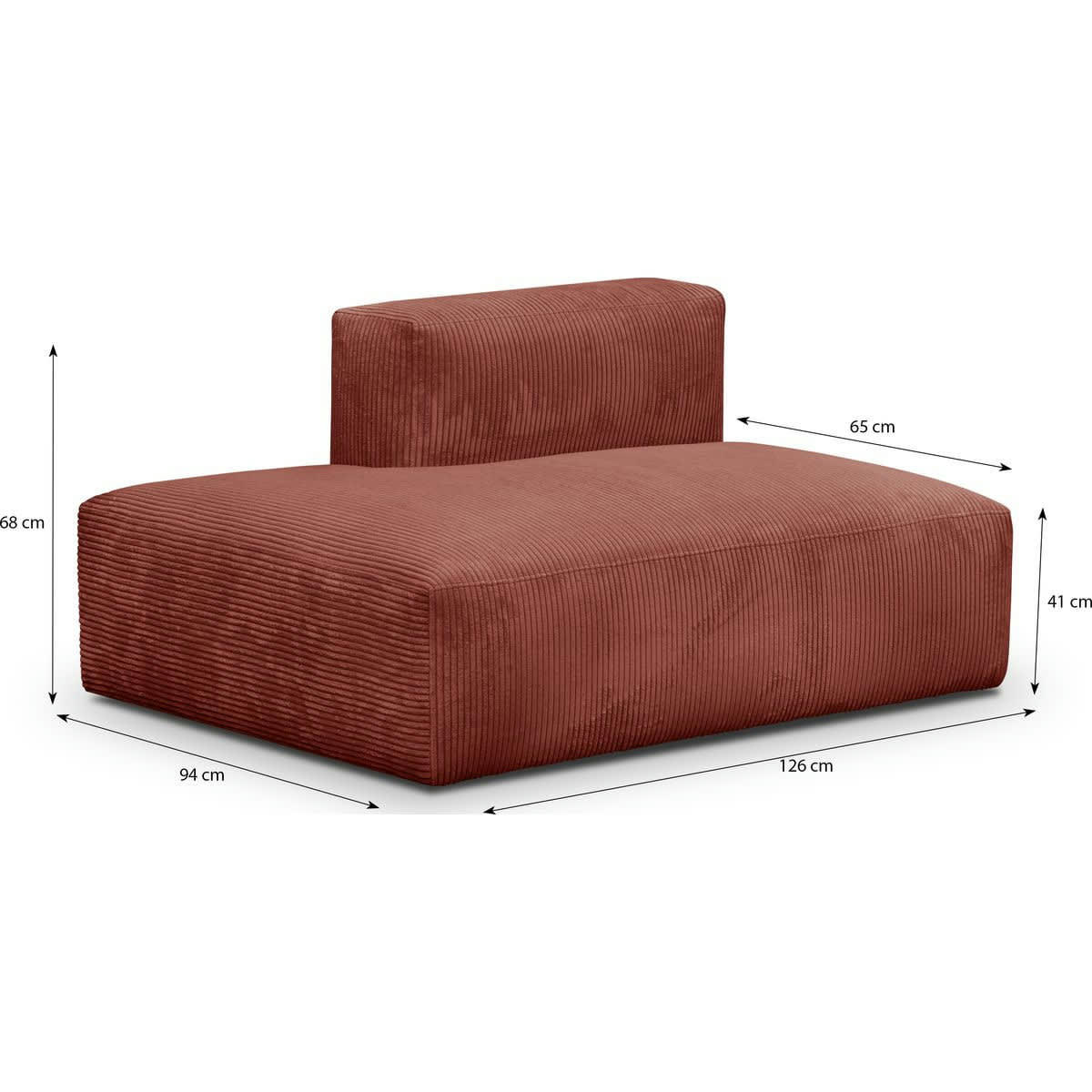 MODULO NEW - Module d'angle ouvert à gauche 2 places en velours côtelé rouille