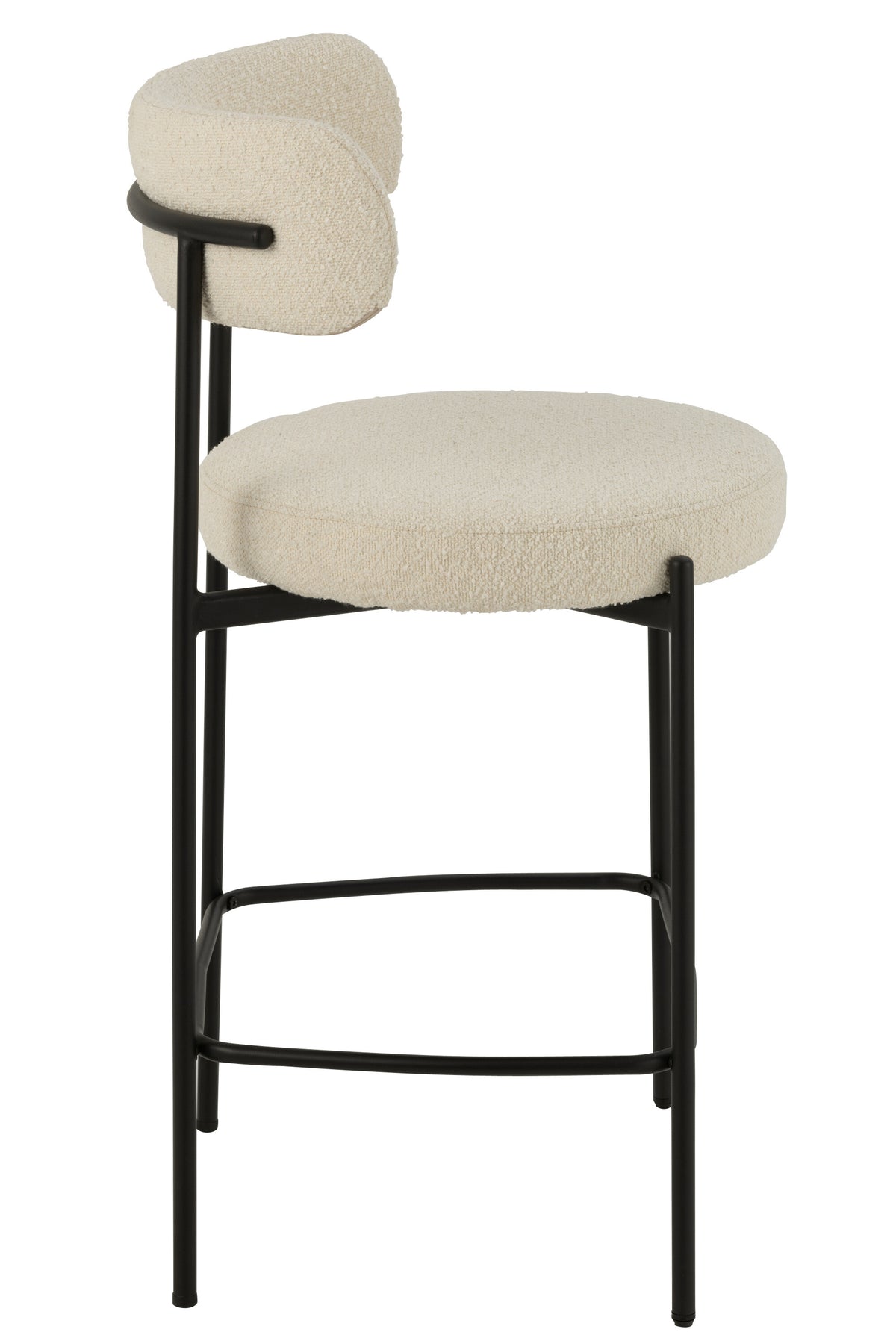 J-Line barstoel Bouclé - multiplex/polyester - wit/zwart
