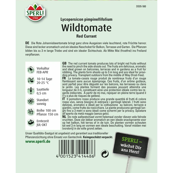 Wildtomate »Red Currant«, Johannisbeertomate, Höhe bis 3 m, Fruchtgewicht ca. 10 g