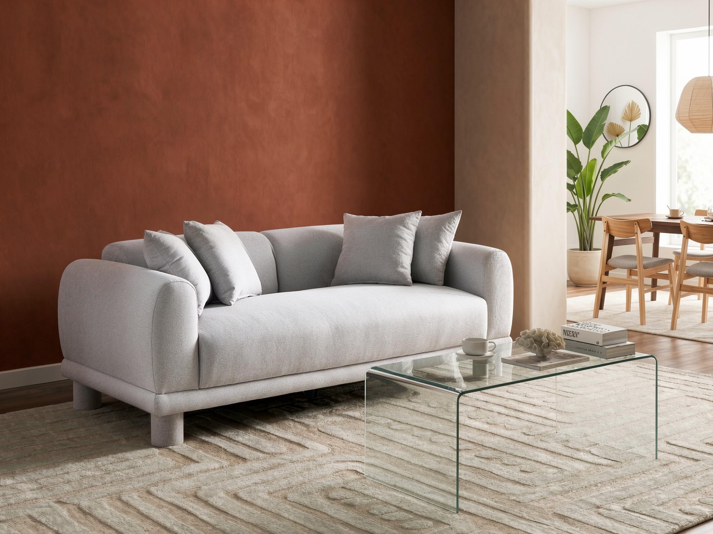 Sofa 3 Seater PORI Fabric Light Grey
