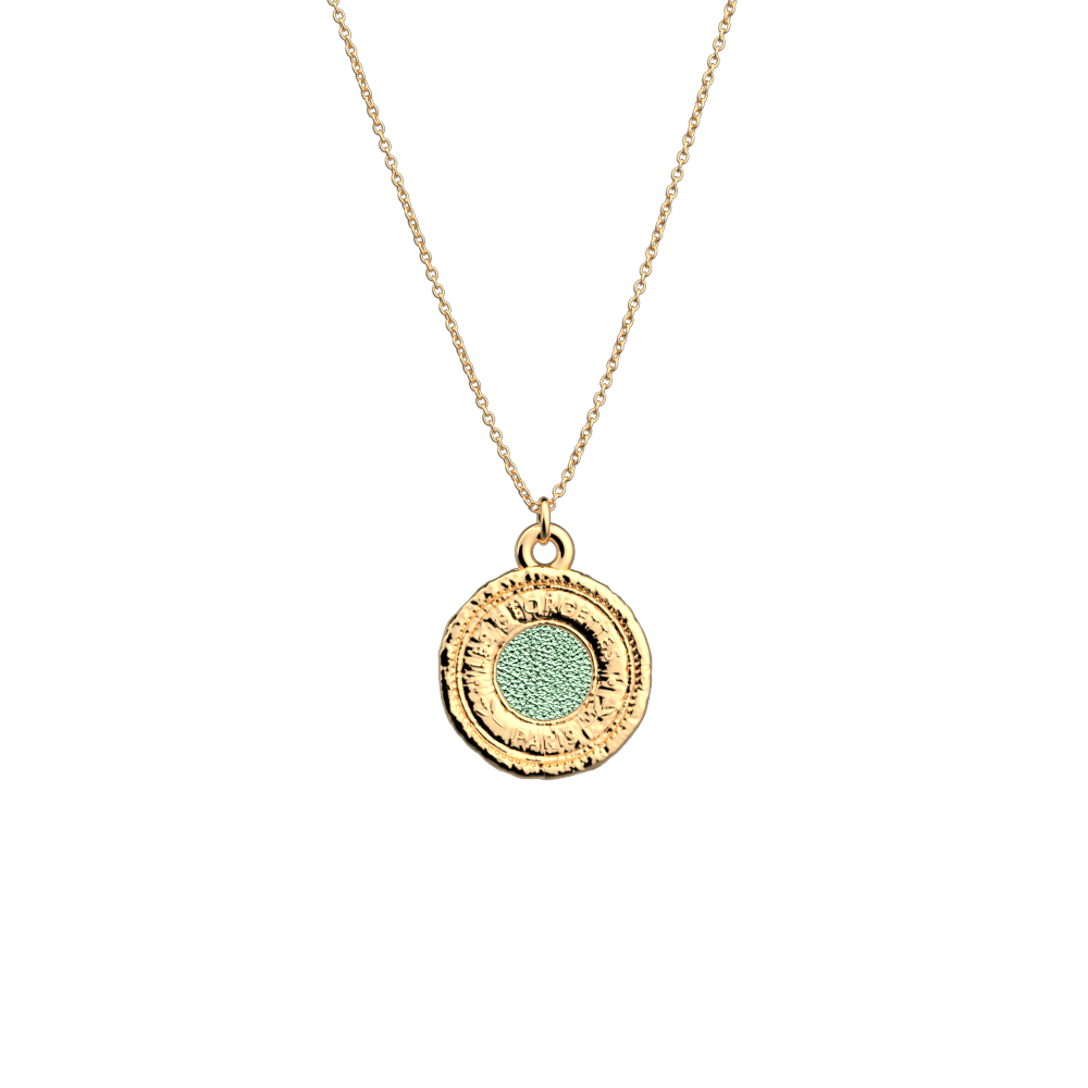 Collier Pépite, cuir réversible Aquatic / Aquamarine Métallisé