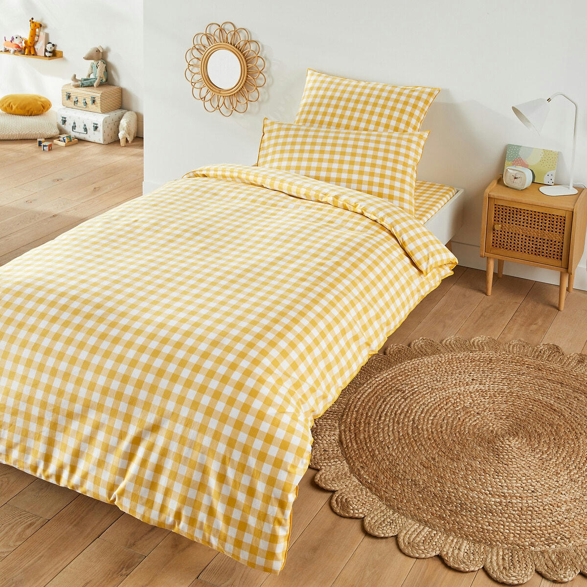 Housse de couette enfant coton, Veldi jaune