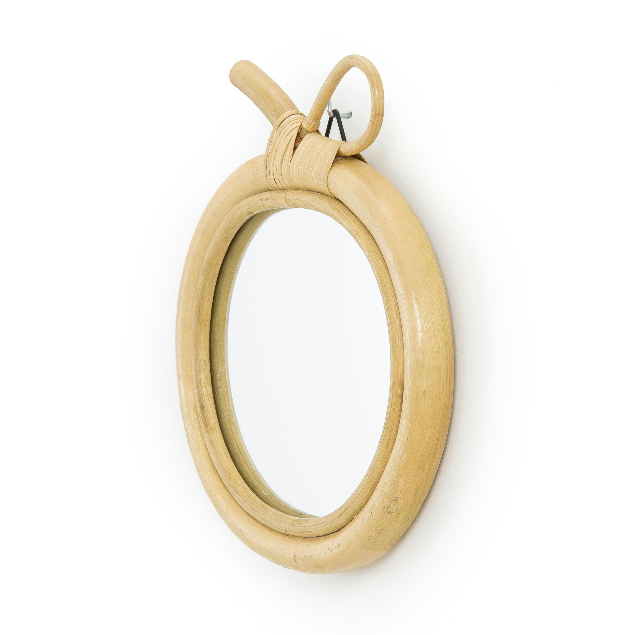 Miroir rotin forme pomme 33x30 cm, Nogu