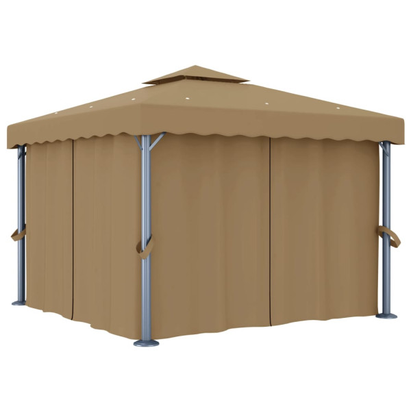 Altana Ogrodowa z Zasłonami Pergola Namiot Ogrodowy Taupe 3 x 3 m