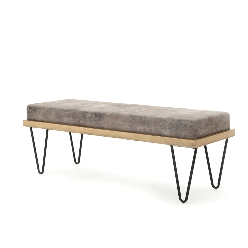 Elisha Industrial Modern Microfiber Rectangle Bench by Christopher Knight Home