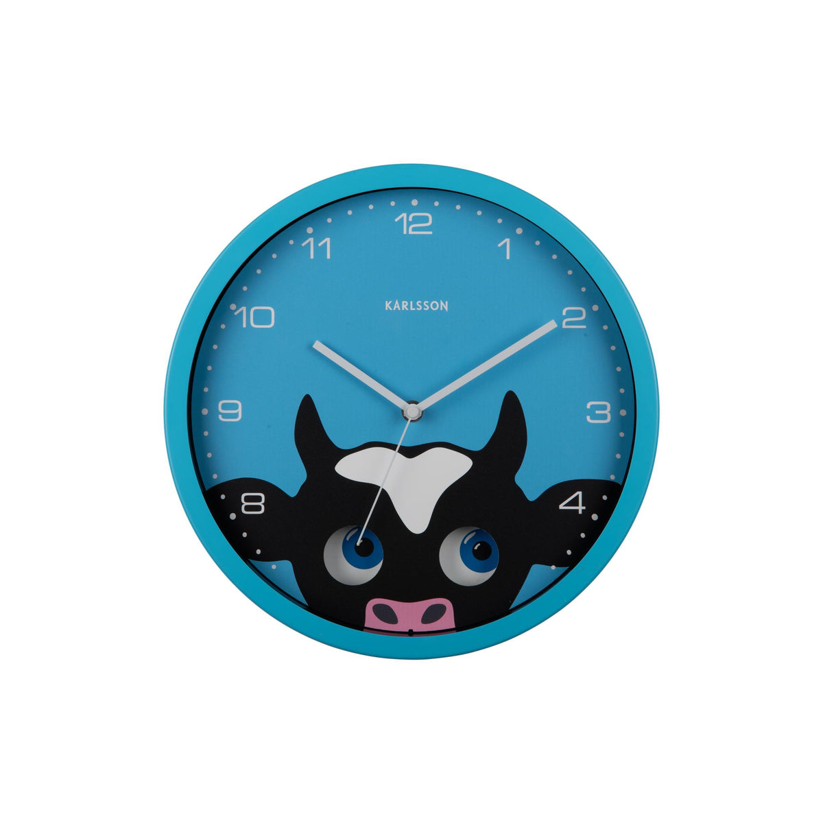 Karlsson wandklok Peekaboo Cow - blauw - Ø30.8cm