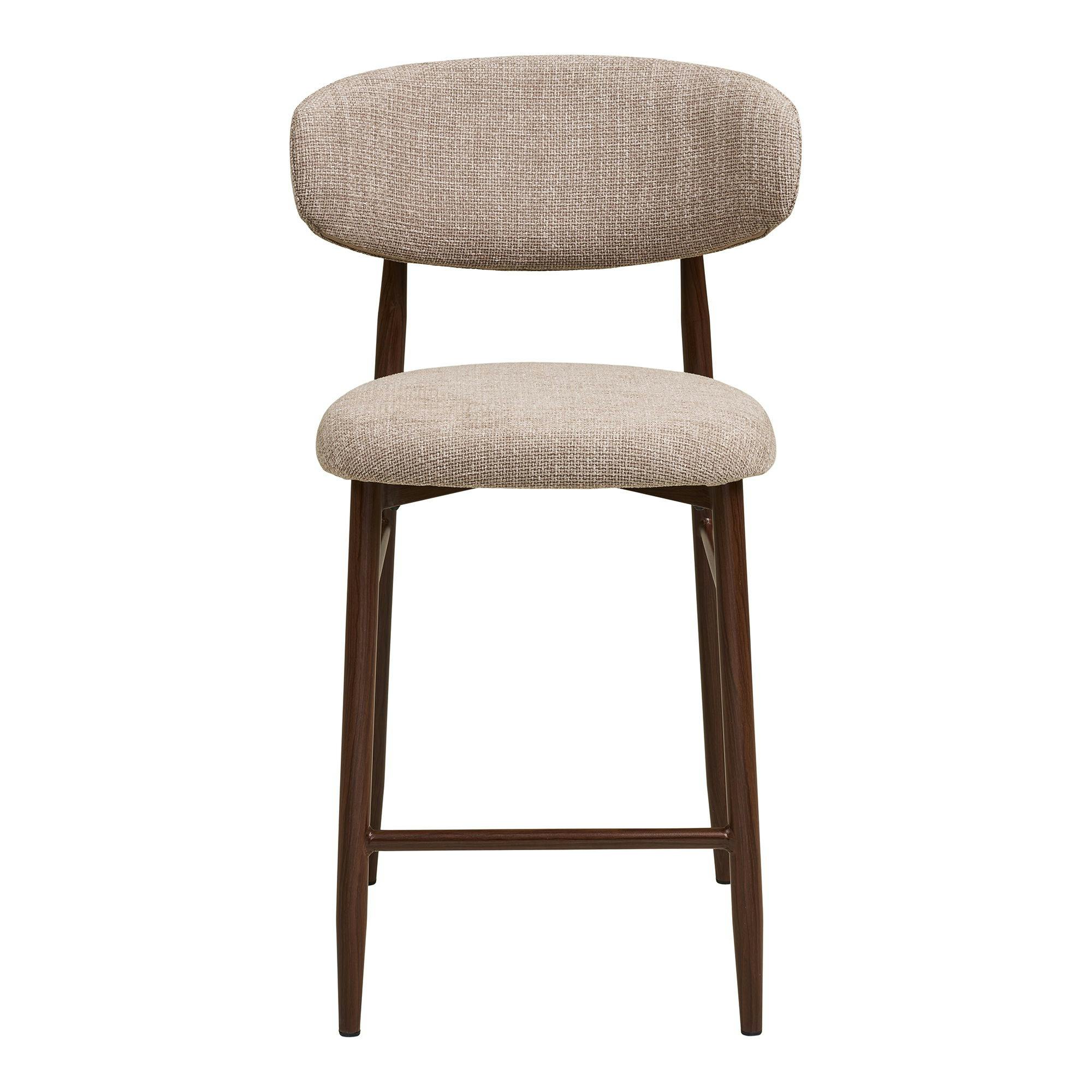 Chaise de bar sable avec repose-pieds effet bois foncé (lot de 2) AMSTERDAM