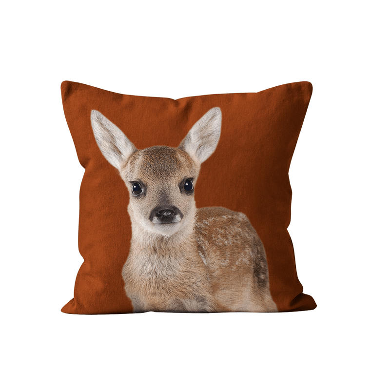- Coussin déco animal faon rouge grenat velours 40x40cm