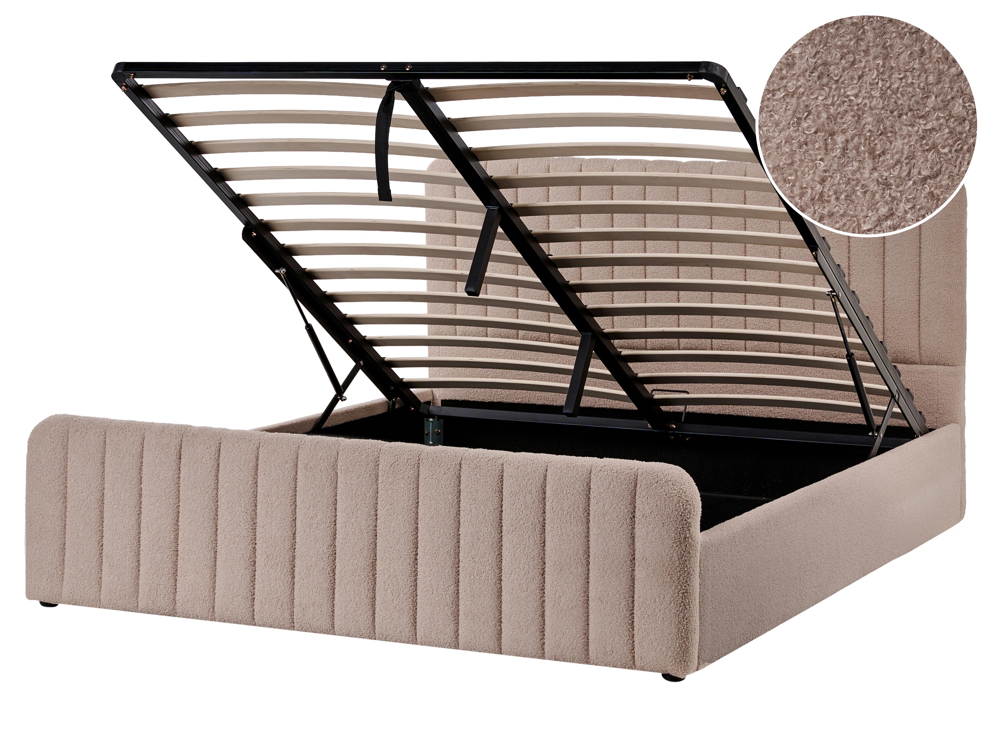 Ottoman Bed Boucle LUNAN 160 x 200 cm (EU King Size) Taupe