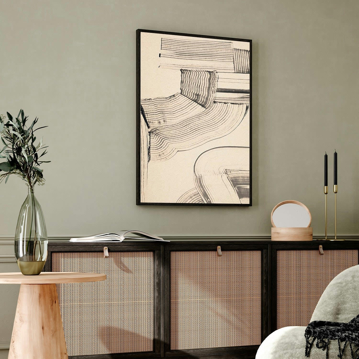 MINIMALISMO - Affiche avec cadre noir -  lignes minimalistes - 30x40