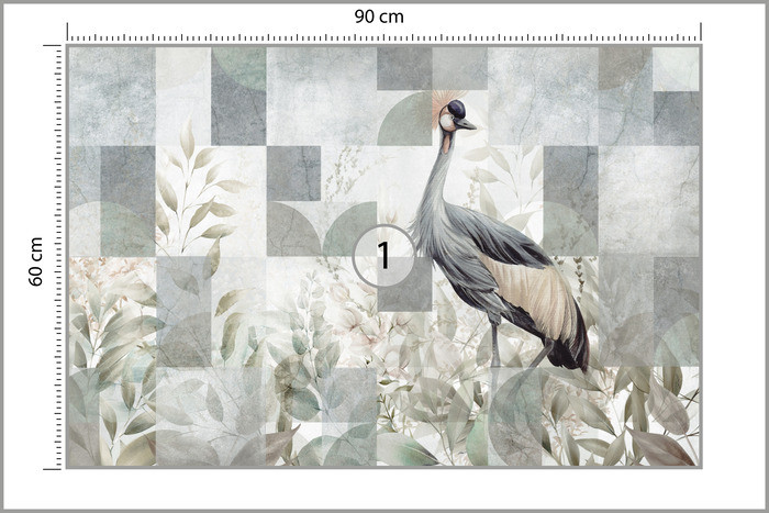 Fototapeta Żuraw Pośród Liści 90x60cm