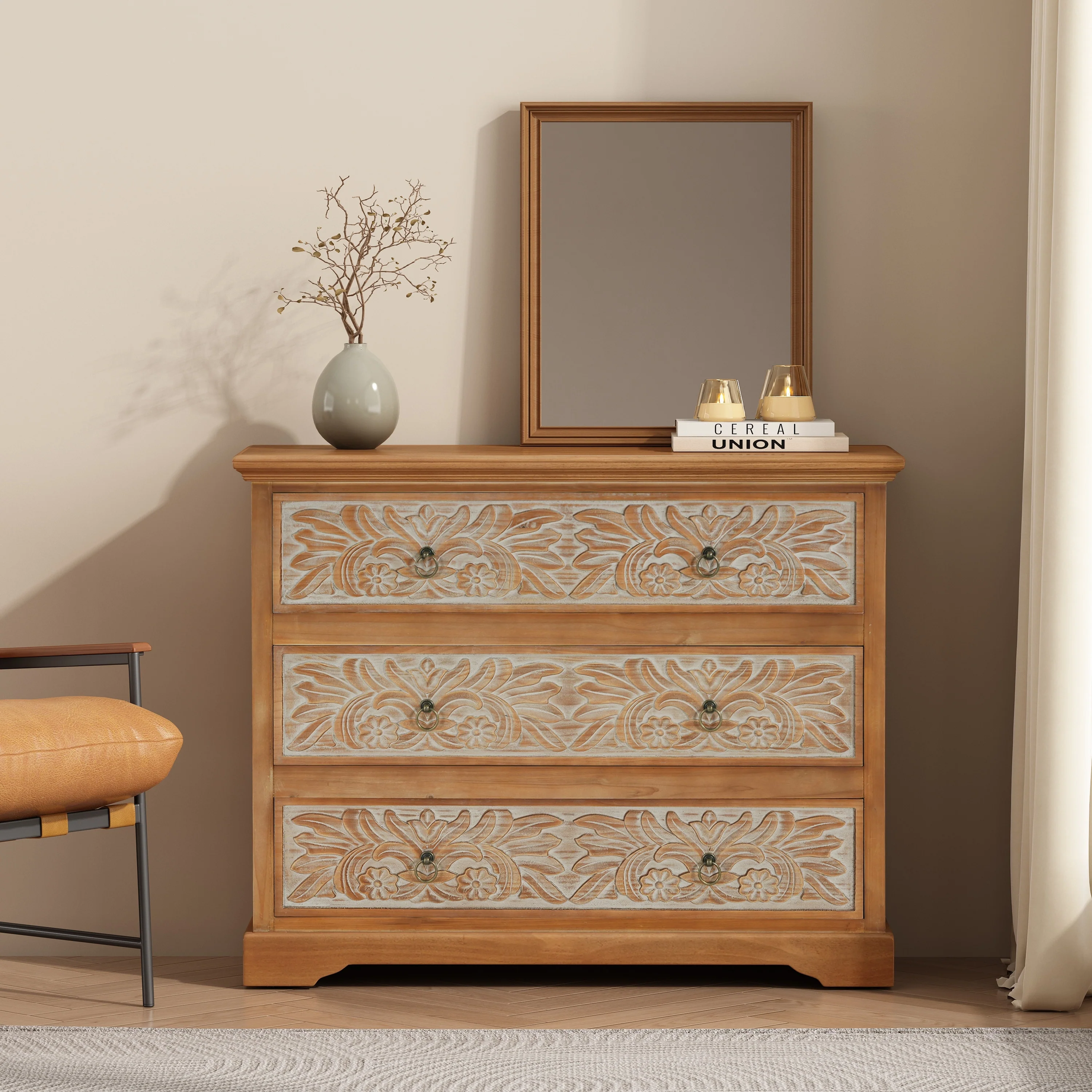 Christopher Knight Home- Aurembiaix Fir Wood 3 Drawer Dresser