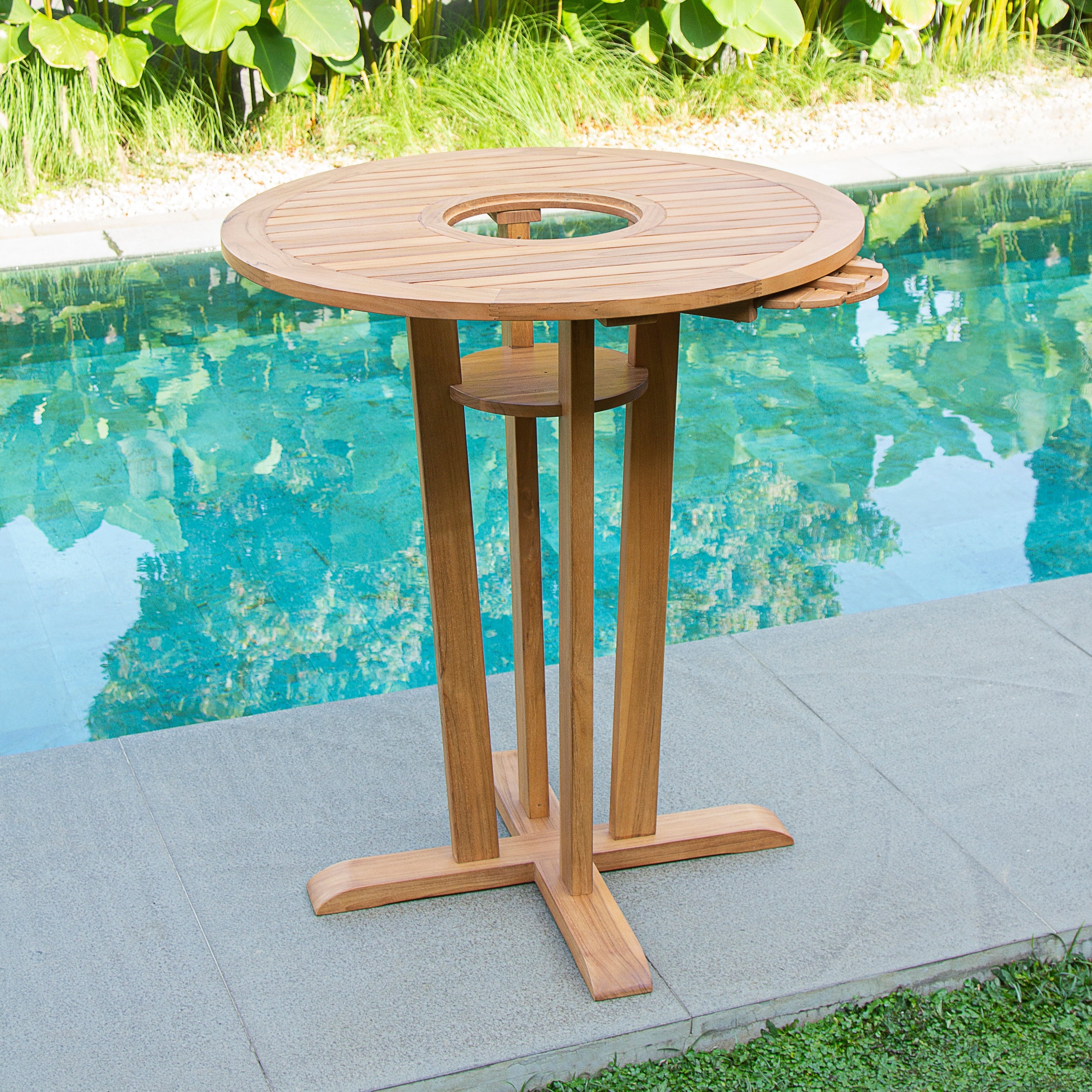 Cambridge Casual Paxton Teak wood Bar-height Patio Bistro Table