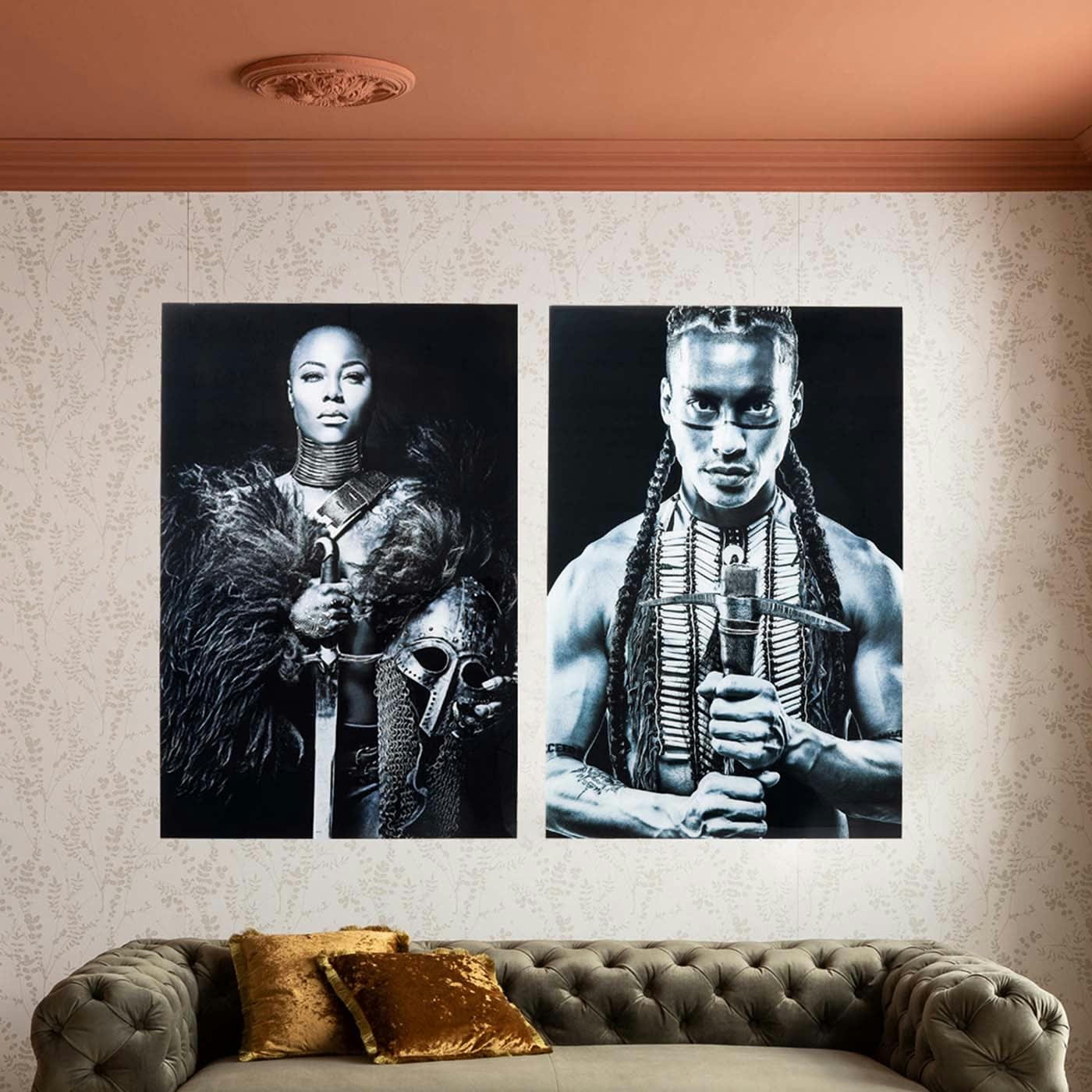 - Tableau guerrier tribal en verre 100x150